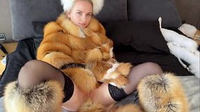 Crazy furry sex! Fur coat, furry anal plug