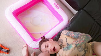 ANAL THROAT SLUT Mari Galore gags on BIG OLD DICK - Rammed in her holes while she puts on a show