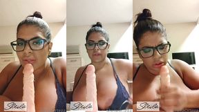 solo masturbation riding dildo with green traksuit - sheila ortega