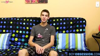 BoyObsession.com - Young gay dude enjoys his throbbing penis in solo play session