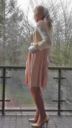 Memorable moment from &quot;Wanking On A Winday Day In My Shiny Pleated Satin Gown&quot;