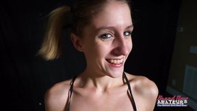 pixie petite hairy brunette coed sloppy rimjob passionate ass lick!