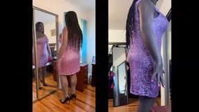 Black Babe Danae in purple glitter dress
