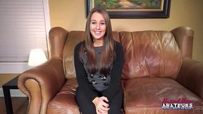 blue eyed autum bends over to finger herself and sucks a big fat cock!