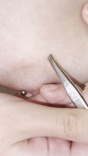Pulling hair with tweezers on natural tits! BDSM! Pain   Clip 1