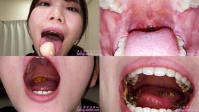 Kozue Fujita - Showing inside cute girl&#039;s mouth, chewing gummy candys, sucking fingers, licking and sucking human doll, and chewing dried sardines - MOV