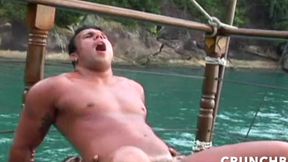 two sexy latino boys fucking bareback in the public beach for fun exhib