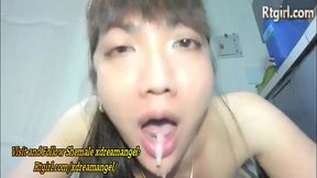 big boobs brunette glasses tgirl with tattoos eats own cum on webcam