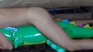 Big inflatable alligator humping cum 2