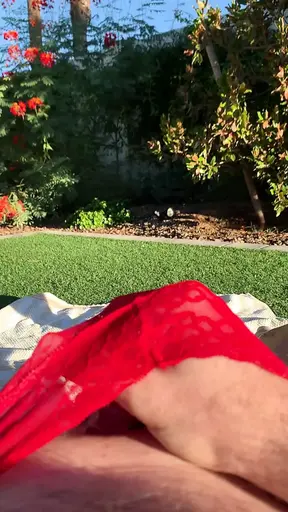 Cum shot in stepdaughter red lace thong and cock ring