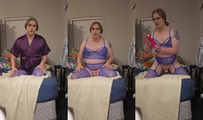 Sissy slut caught riding two dildos by nosy roommate