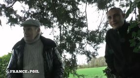 Big titted mature gangbanged and jizzed outdoor
