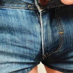 Wet my jeans short, jerk and cum