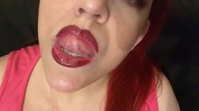 Licking Glossy Red Lios and Soft Puckering - 12 28 23 in 4K