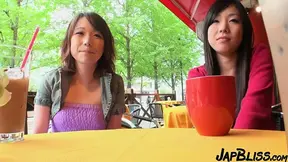Two hot Japanese models bareback it raw