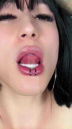 Lips in Saliva, Filthy, Verbal Sissy Spitting, Self Facial