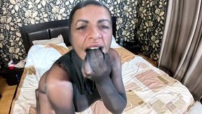 anthracite pantyhose encasement. soaked nylon, wet pussy and intense orgasm