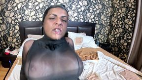 anthracite pantyhose encasement. soaked nylon, wet pussy and intense orgasm