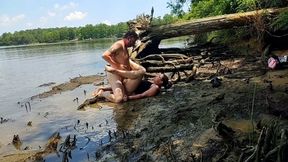 Thick ass horny wife creampied fucking in the mud
