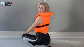 ASMR Lifejacket Fetish Confession in Shiny Lycra Leggings - MP4