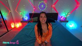 nervous yet daring fitbadonk finds her pleasure in a neon afterparty!