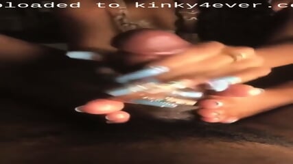 Ebony Babe In A Bodysuit Wanking A Bbc With Her Black Feet  Kinky4Ever