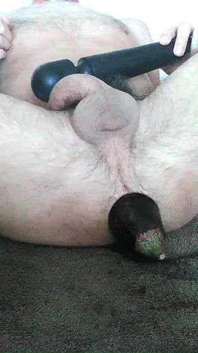 Painful Anal Stretching and Fucking with Huge Eggplant and Intense Vibrator