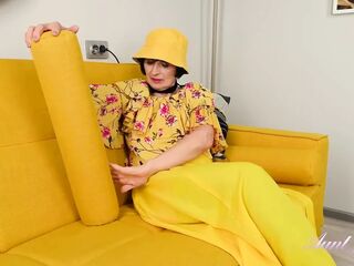 Auntjudys - Lewd Curly Older GILF Minia Pulls Out Her Large Natural Bazookas and Rubs Her Shaggy Cunt