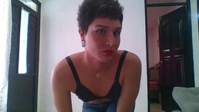 Femboy dancing in thong + enema of her big tranny ass (part 1)