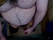 Top Down Perspective Showing my Sexy Chest, Legs, Beard and Cock.