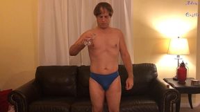 oiled stud does workout in man-thong
