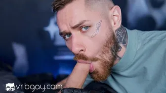 Sexy Bearded Tattoo Artist Zak Bishop Sucks and Rides You Bareback POV