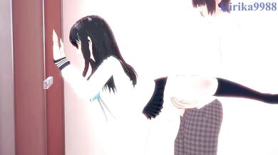 Akebi in her school uniform gets stuffed in the bathroom 3D anime juicy
