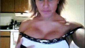 Me, exposing my fake boobs on camera and licking them