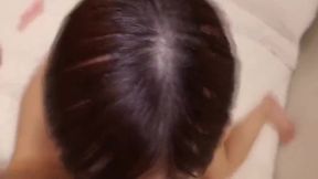 Asian Angel&#039;s Shaved Snatch Swallows Massive Dildo in POV HD