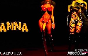 Lesbian beauties having futa sex in a dark passage