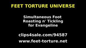 Simultaneous Foot Roasting n' Tickling for Evangeline part 1