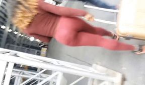 big butt red spandex