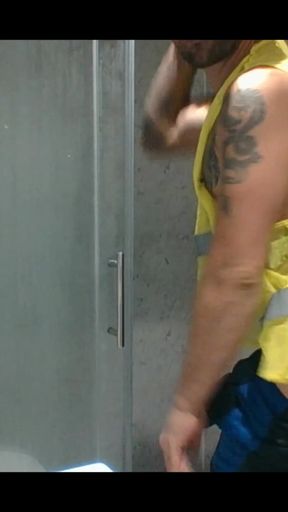 Stunning moment from &quot;Carl working in his filthy hi vis workwear give us a  nice cum shot in the shower&quot;