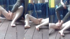 2 flatmates bet on a football match. Hands tied up, the loser must submit to his horny twink friend: tickled, stripped naked, wedgie, stepped on, pissed on, CBT, footjob, handjob, and the humiliation ends when he is finally able to pee... himself