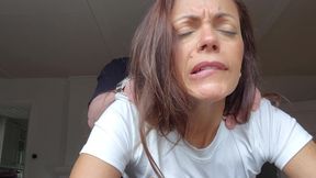 Amazing milf gets fucked hard and gets a huge creampie see it dripping out from her pussy.