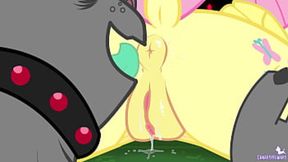 Multiple ponies engage in a lustful group sex session.