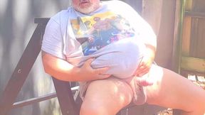 Country Bear flaunts massive cock while camping