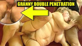 Fat hairy granny gets double penetrated!!!