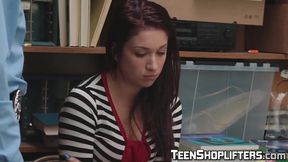 Redhead teen banged hard by officer in exchange for freedom