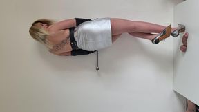 Lady Latisha - Gianmarco Lorenzi Silver Snake Leather Stilettos - Trampling CBT Shoejob - Horizontal View