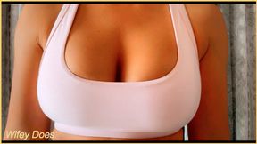 Her massive melons get vigorously stimulated and jiggled in slowmo porn