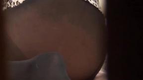 Japanese lady starts rubbing on her cunt while moaning