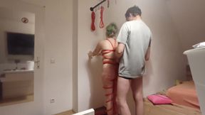 Alt princess tied up, blindfolded, and fucked hard in doggy style