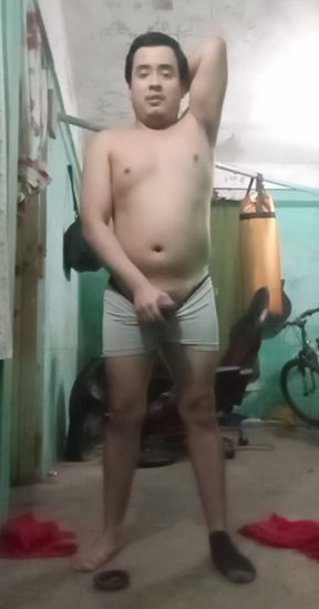 Jesus in boxer pulling his penis 159